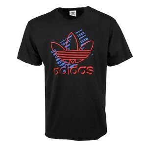 Adidas Mens Original Sketch Trefoil Large Logo Black T-Shirt Crew Neck Med, NWT
